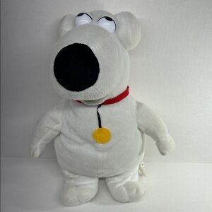 Family Guy Dog Brian Griffin 2004 White Plush Dog with Red Collar